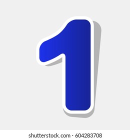 Number 1 sign design template element. Vector. New year bluish icon with outside stroke and gray shadow on light gray background.