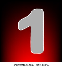 Number 1 sign design template element. Postage stam or old photo style on red-black gradient background.