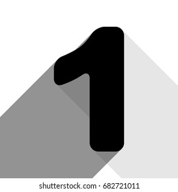 Number 1 sign design template element. Vector. Black icon with two flat gray shadows on white background.