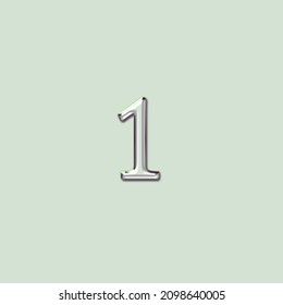 Number 1 silver 3d on grey background. Vector Illustration.
