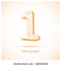 Number 1 from Stipple Alphabet - Typeface Numbers Made From Little Dots - Infographic, Webdesign or Advertising Element - Vector Illustration