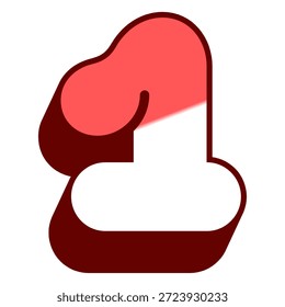 Número 1 ilustración estilizada de una forma abstracta en rojo y blanco con una forma curva distintiva y líneas en negrita.