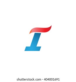 number 1 swoosh design template logo blue red