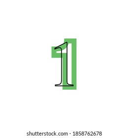 number 1 symbol with black border on green background, environmentally sustainable style
