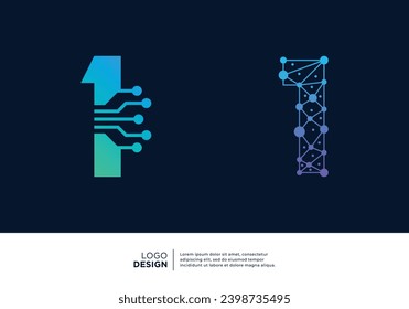 Number 1 tech logo design inspiration.