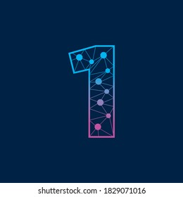 Number 1 Tech Network logo symbol or icon template design 