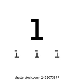 Number 1, technical digital alphabet font, including set from four of different numerals, vector illustration 10eps