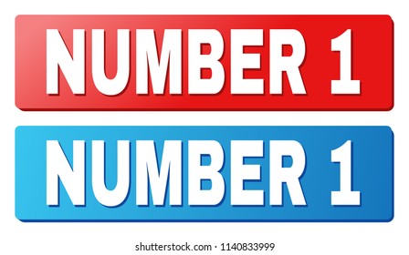NUMBER 1 text on rounded rectangle buttons. Designed with white caption with shadow and blue and red button colors.