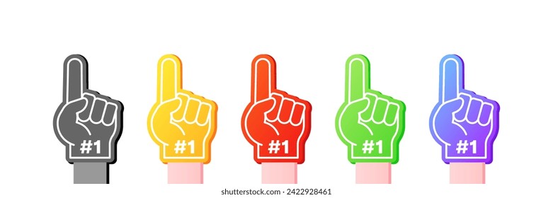 Number 1 thumbs up icons. Number 1 icons set. Flat style. Vector icons