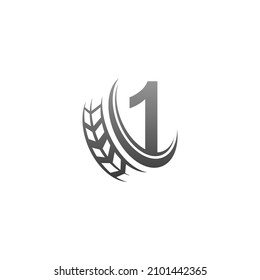 Number 1 with trailing wheel icon design template illustration vector