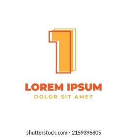 number 1 trippy outline with fresh bright color alphabetic vector logo design element
