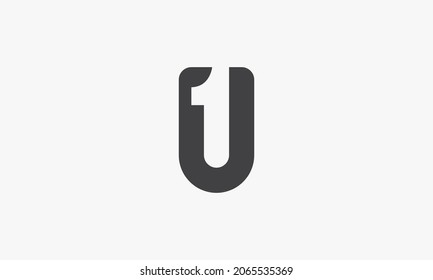 number 1 or U1 or 1U letter logo isolated on white background.