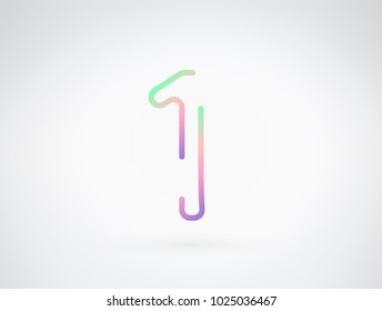 Number 1 vector font alphabet. Playful color dynamic flat design with brilliant smooth gradient for your unique elements design ; logo, headline, corporate identity, application, joyful poster & more
