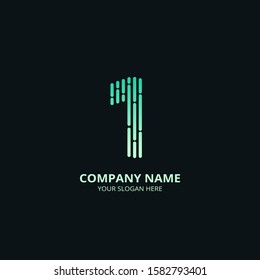 Number 1 vector font alphabet. Stripes Design Inspiration. Colorful logo for your company. Emblem. Creative Symbol. Logotype. Modern style