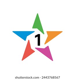 Nummer 1 Vektor-Schrift-Alphabet, modernes dynamisches flaches Design mit brillantem farbigen Farbverlauf glatte Farbe für Ihre einzigartigen Elemente Design ; Logo, Corporate Identity, Anwendung, kreatives Poster