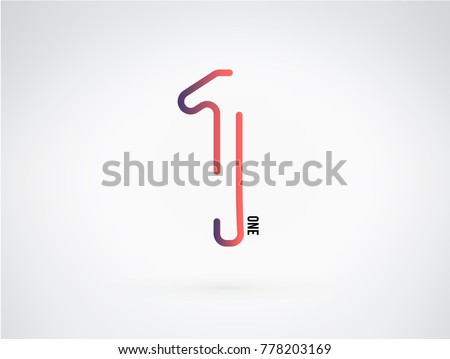 Number 1 vector font alphabet, modern dynamic flat design with brilliant colorful gradient smooth color for your unique elements design ; logo, corporate identity,  application, creative poster & more