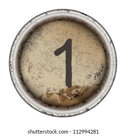 Number 1 Vector Grunge Typewriter Key