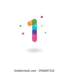 Number 1, Vector icon design template with gradient color