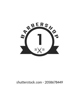 Number 1 Vintage Barber Shop Badge and Logo Design Inspiration