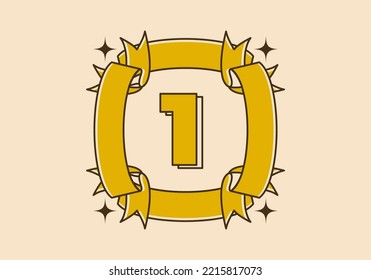 Number 1 in vintage retro frame design
