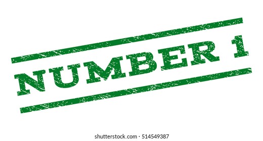 Number 1 watermark stamp. Text tag between parallel lines with grunge design style. Rubber seal stamp with unclean texture. Vector green color ink imprint on a white background.