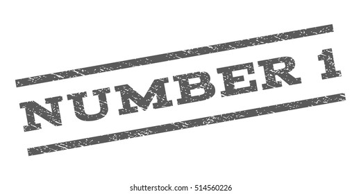Number 1 watermark stamp. Text caption between parallel lines with grunge design style. Rubber seal stamp with unclean texture. Vector grey color ink imprint on a white background.
