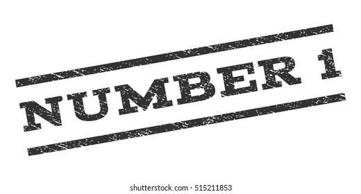 Number 1 watermark stamp. Text tag between parallel lines with grunge design style. Rubber seal stamp with dirty texture. Vector gray color ink imprint on a white background.