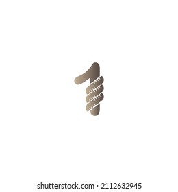 Number 1 wrapped in rope icon logo design illustration vector