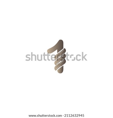 Number 1 wrapped in rope icon logo design illustration vector