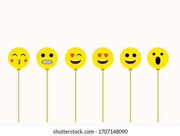 Number 1 yellow birthday emoji faces balloons.