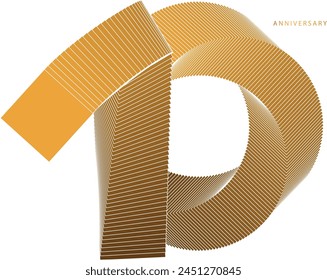The number 10, 10th Anniversary in a luxurious and symbolic style.  The design  two-tone color scheme of gold and brown, formed by the interlocking of a square and a circle.