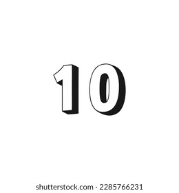 Number 10 3d geometric symbol simple logo vector