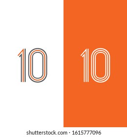 Number 10 abstract letter creative line design vector with color background