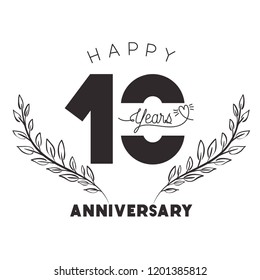 number 10 for anniversary celebration card icon