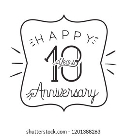 number 10 for anniversary celebration card icon