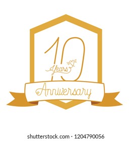 number 10 for anniversary celebration card icon