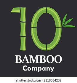 Number 10 with bamboo design logo template illustration