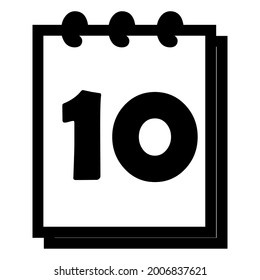 Number 10 - calendar flipping datetime day month  simple flat vector illustration application app logo icon