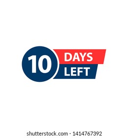 Number 10 of days to go. Collection badges sale, landing page, banner.Vector illustration.