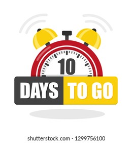 Number Of 10 Days To Go Flat Icon. Vector Stock Flat Illustration