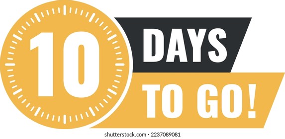 Number 10 of days left to go. Badge with, sale, landing page, banner.
