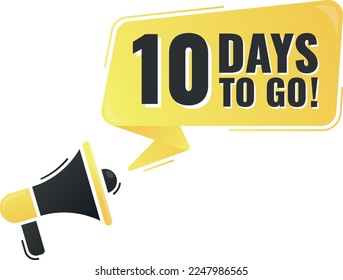 Number 10 of days left to go. Badge with, sale, landing page, banner.