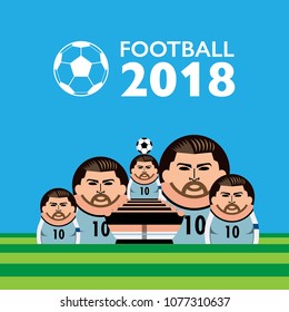 Number 10 football player in russian dolls form stacking out on the field