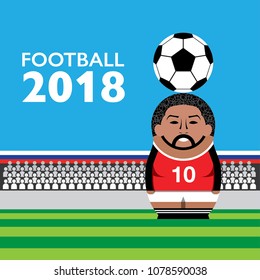 Number 10 football player in russian nesting dolls form standing on the stadium