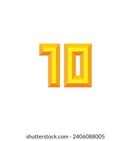 Nummer 10 Gold, 3D-Symbol, einfaches Logo, Vektorgrafik
