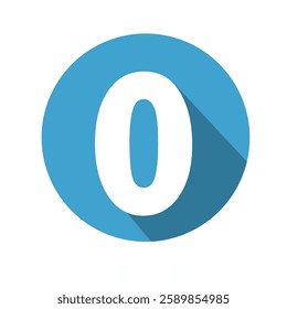 Number 10 Icon with Long Shadow, Blue Circular Design