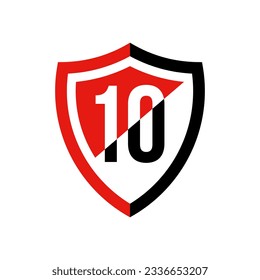 number 10 logo design on shield