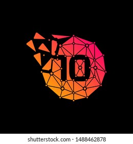 Number 10 Logo Design Template. Technology Digital logo . negative space, line, chip, concept. network icon, connect concept - Vector