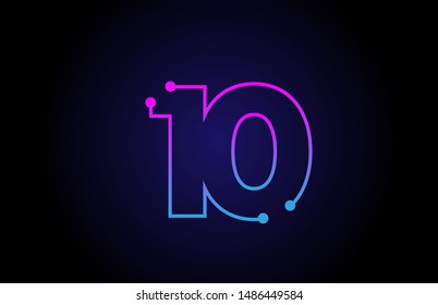 Number 10 logo icon design in pink blue colors suitable for a technology company or business