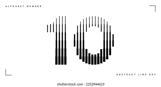 Number 10 Logo Icon Geometric Vertical Stripe Lines